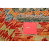 Flat-weave Sivas Navy, Red Wool Soft Kilim