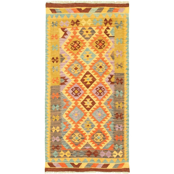 Anne Hathaway Collection Flat-weave Sivas Multi Color Wool Kilim Rug