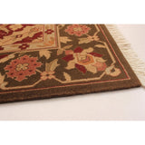 Hand-knotted Royal Sarough Dark Red, Olive Wool Soft Rug