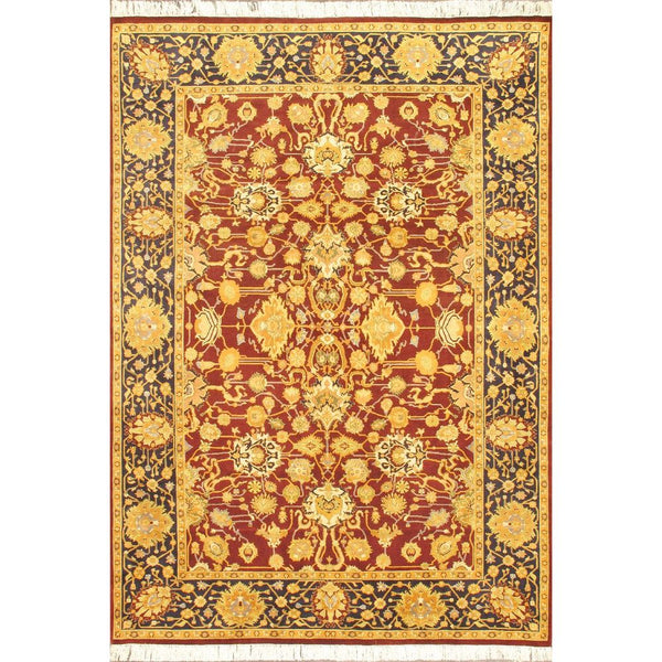 Hand-knotted Double Knot Navy, Red, Wool Soft Rug