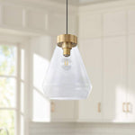 Eglo Montey 12" Wide Gold Metal Clear Glass Modern Mini Pendant Light