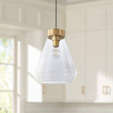 Eglo Montey 12" Wide Gold Metal Clear Glass Modern Mini Pendant Light