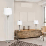 Elegant Designs Nickel 3-Piece Floor and Table Lamp Set