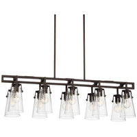 Farington 40" Wide Bronze Seedy Glass 10-Light Island Pendant Light