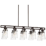 Farington 40" Wide Bronze Seedy Glass 10-Light Island Pendant Light