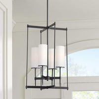 First Avenue 15 1/2" Wide Black and White Glass 4-Light Pendant Light