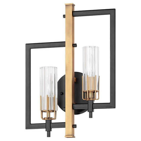 Flambeau 18"H Black and Antique Brass 2-Light Wall Sconce