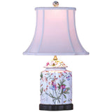 Floral Scalloped Porcelain Tea Jar Table Lamp