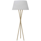 Gabriela Aged Brass Modern Tripod Floor Lamp with White Shade