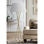 Gabriela Aged Brass Modern Tripod Floor Lamp with White Shade