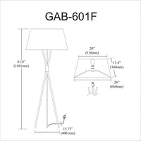 Gabriela Aged Brass Modern Tripod Floor Lamp with White Shade