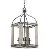 Gallo 14" Wide Bronze and Painted Wood 4-Light Lantern Pendant Light