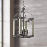 Gallo 14" Wide Bronze and Painted Wood 4-Light Lantern Pendant Light