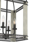 Gallo 14" Wide Bronze and Painted Wood 4-Light Lantern Pendant Light