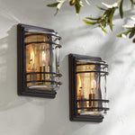 Habitat 11" High Bronze and Warm Brass Outdoor Wall Light Set of 2