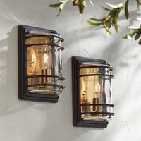 Habitat 11" High Bronze and Warm Brass Outdoor Wall Light Set of 2