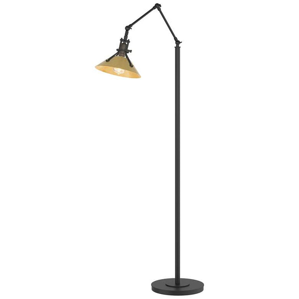 Henry Floor Lamp - Black Finish - Modern Brass Accents