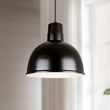Hi-Lite Deep Bowl Shade 12" Wide Black Mini Pendant Light