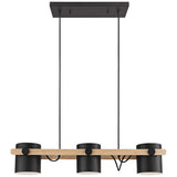 Hornwood 33" Black and Wood 3-Light Modern Island Pendant Light