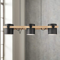 Hornwood 33" Black and Wood 3-Light Modern Island Pendant Light