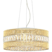Jonna 16"W French Gold and Crystal Drum LED Pendant Light