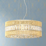 Jonna 16"W French Gold and Crystal Drum LED Pendant Light