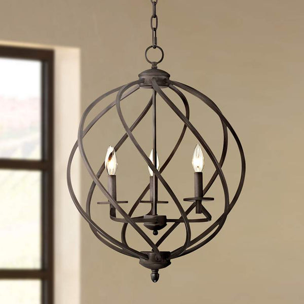 Katerina 18 1/2" Wide Swirled Bronze Metal Foyer Chandelier