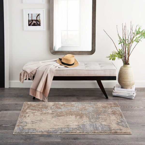 Vintage Abstract Grey Beige Soft Area Rug