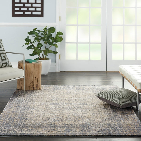 Mila Kunis Ivory/Slate Vintage Persian Soft Area Rug