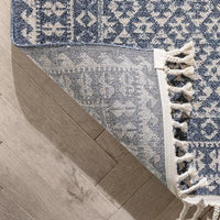 Tribal Trellis Pattern Blue Kim-Style Soft Area Rug