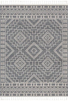 Tribal Geometric Pattern Charcoal Kim-Style Soft Area Rug