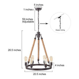 Lurav 20 1/2"W Dark Bronze 6-Light Wagon Wheel Chandelier