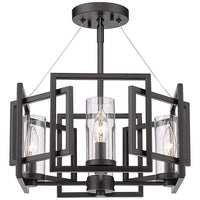 Marco 16" Wide Matte Black Geometric 4-Light Pendant