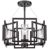 Marco 16" Wide Matte Black Geometric 4-Light Pendant