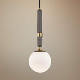 Mitzi Brielle 7"W Aged Brass with Etched Glass Mini Pendant