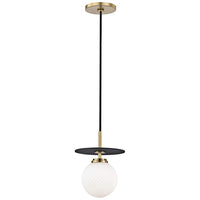 Mitzi Ellis 7" Wide Aged Brass and Black Modern LED Mini Pendant