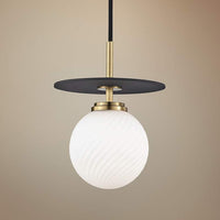 Mitzi Ellis 7" Wide Aged Brass and Black Modern LED Mini Pendant