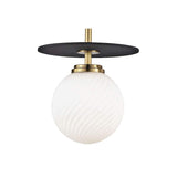 Mitzi Ellis 7" Wide Aged Brass and Black Modern LED Mini Pendant