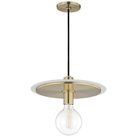 Mitzi Milo 14" Wide Aged Brass and White Pendant Light