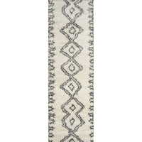 Maya Contemporary Geometric Soft Shag Area Rug - Ivory