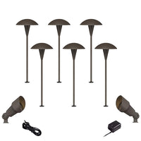 Mushroom Bronze 10-Piece Outdoor LED Landscape Lighting Set