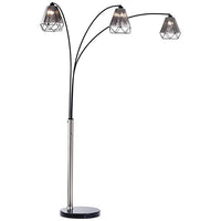 Nova Polygon Brushed Nickel 3-Light Steel Arc Floor Lamp