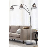 Nova Polygon Brushed Nickel 3-Light Steel Arc Floor Lamp