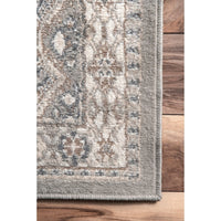 Transitional Panel Bordered Grey Soft Area Rug
