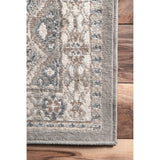 Transitional Panel Bordered Grey Soft Area Rug