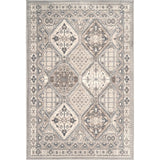Transitional Panel Bordered Grey Soft Area Rug