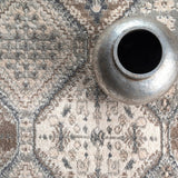 Transitional Panel Bordered Grey Soft Area Rug