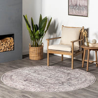 Brielle Machine Washable Vintage Medallion Area Rug