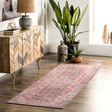 Darcey Machine Washable Traditional Floral Medallion Area Rug