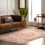 Dawson Machine Washable Distressed Medallion Area Rug